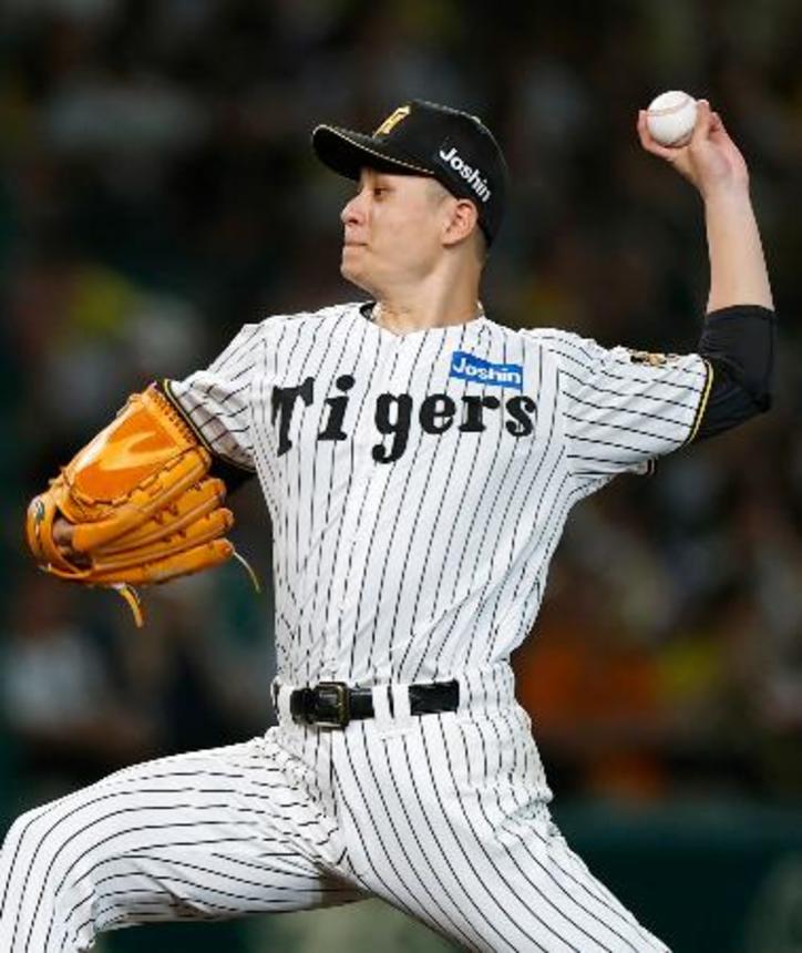 　６回無失点で５勝目を挙げた阪神・大竹＝甲子園
