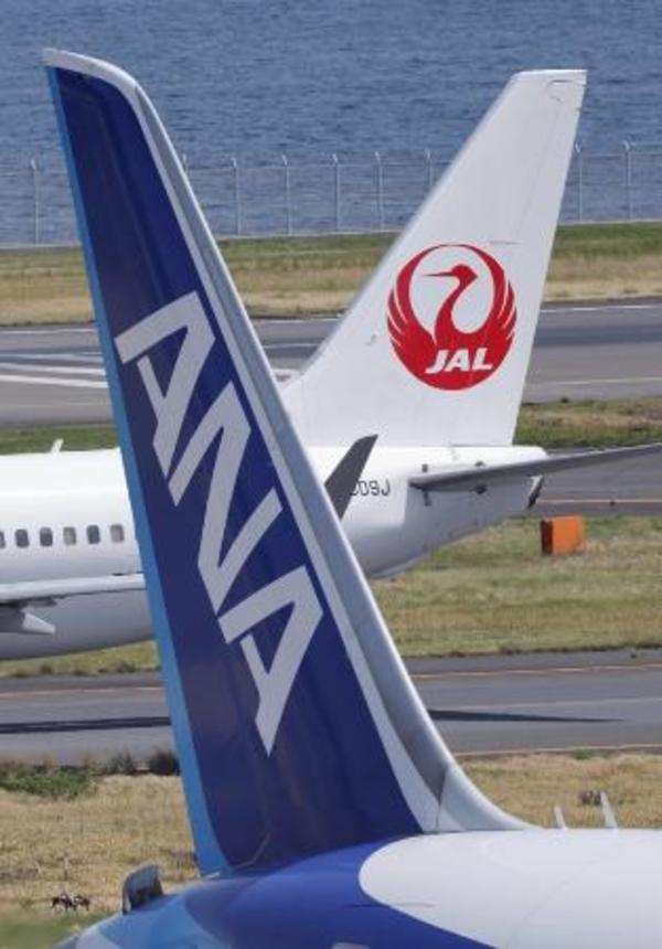 　全日本空輸と日本航空のロゴマーク