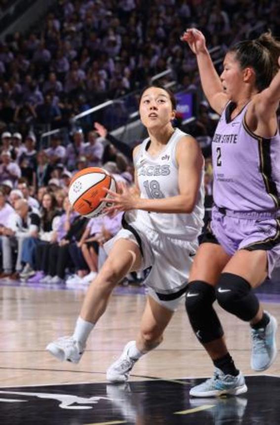 　バルキリーズ戦に出場したエースズの山本麻衣＝４日、サンフランシスコ（ＮＢＡＥ・ゲッティ＝共同）
