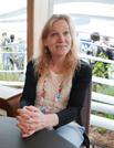 　取材に応じるオランダパビリオン政府副代表のアイノ・ヤンセンさん＝大阪市此花区の夢洲