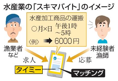 　水産業の「スキマバイト」のイメージ