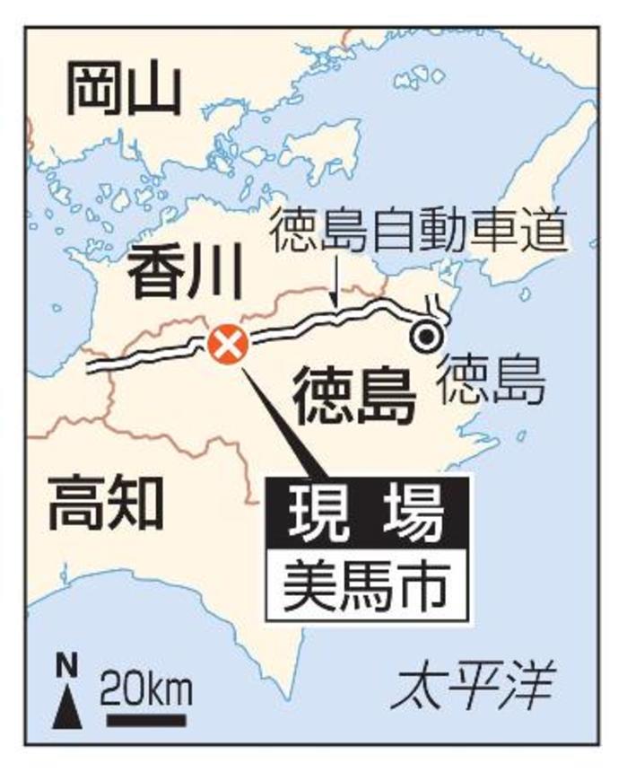 　徳島県美馬市の現場、徳島自動車道