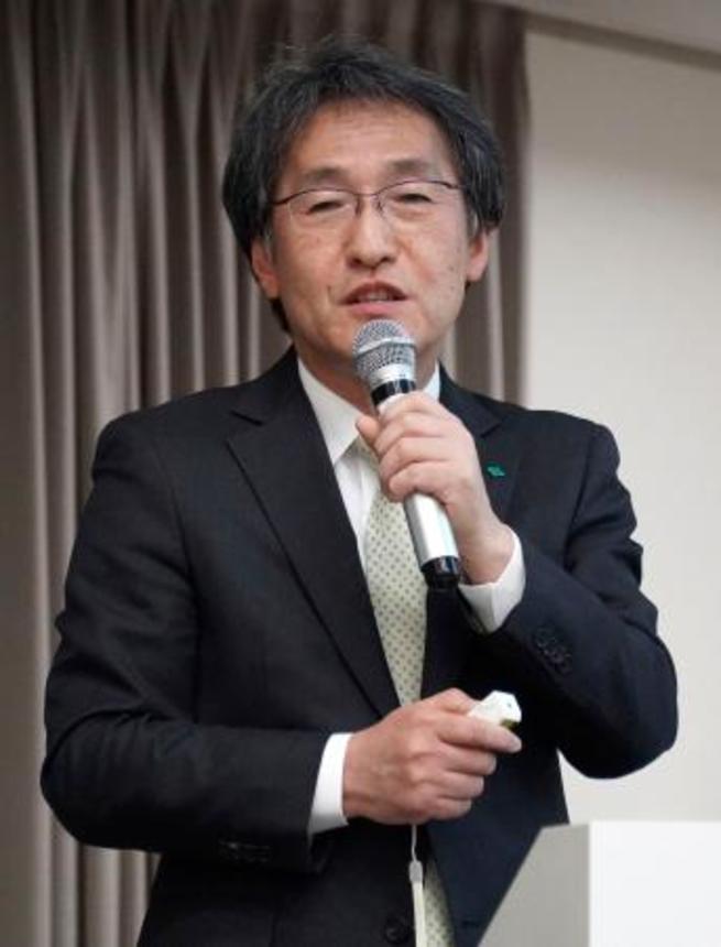 　記者会見する住友ファーマの木村徹社長＝６日午後、大阪市中央区