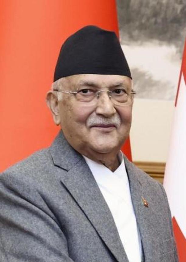 　ネパールのオリ前首相（新華社＝共同）