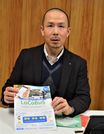 地方公共団体向けのバスの予約管理システムを開発したジーネックスの柴田俊社長＝岐阜県多治見市大薮町