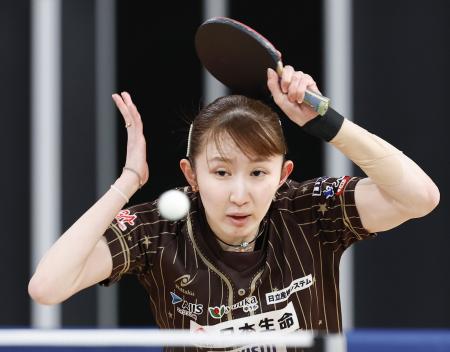 　女子シングルスで８強入りした早田ひな＝東京体育館