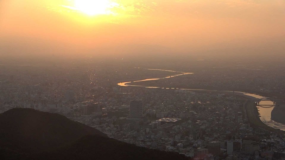 金華山山頂から見た夕景