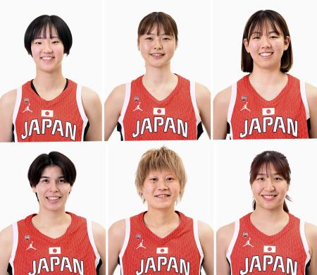 　（上段左から）田中こころ、今野紀花、藪未奈海、（下段左から）渡嘉敷来夢、高田真希、宮沢夕貴（いずれも日本バスケットボール協会提供）