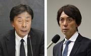 　フジテレビの左から港浩一前社長、大多亮元専務
