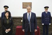 　昨年１１月、式典に出席したロシアのラブロフ外相（中央）と北朝鮮の崔善姫外相（左）＝モスクワ（ロシア外務省提供、ＡＰ＝共同）