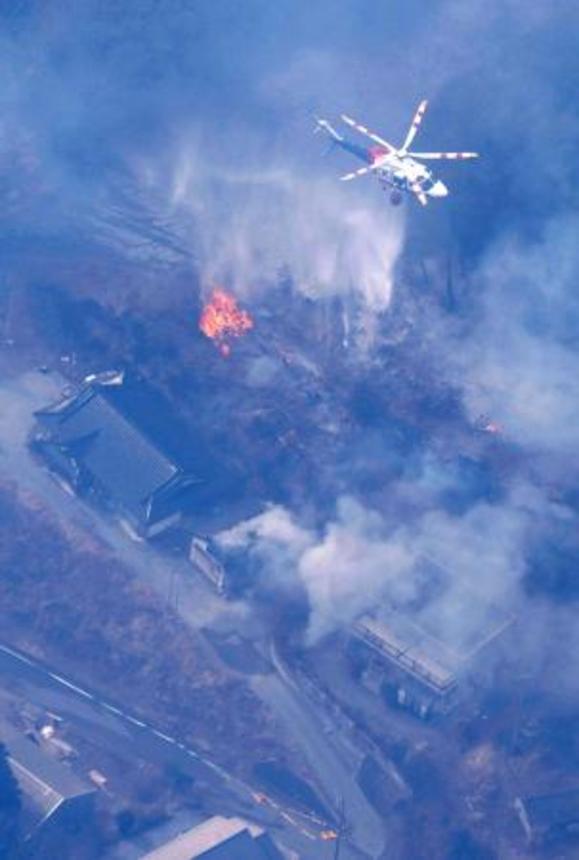 　大規模な林野火災＝２月、岩手県大船渡市