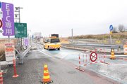 ＥＴＣのシステム障害のため閉鎖された安八スマートインターチェンジ＝６日午後０時４８分、岐阜県安八町