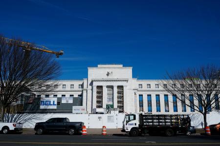 　米連邦準備制度理事会（ＦＲＢ）の建物＝１４日、ワシントン（ロイター＝共同）