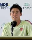 　記者会見する男子テニスの錦織圭＝２６日、米ワシントン（共同）