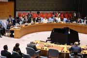 　国連安全保障理事会の会合＝１８日、米ニューヨーク（ゲッティ＝共同）