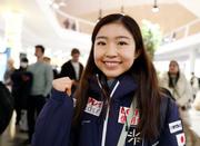 　フィギュアスケートのＧＰシリーズ最終第６戦出場のため、ヘルシンキ空港に到着した千葉百音＝１８日（共同）