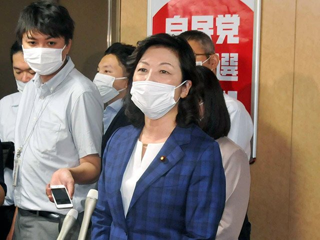 自民党総裁選への出馬を表明した野田聖子幹事長代行＝１６日午後、東京・永田町の党本部