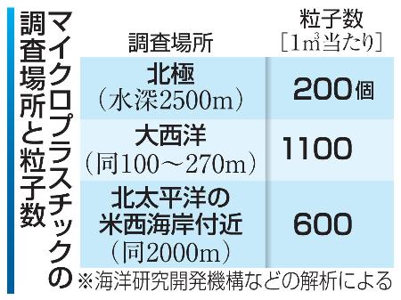 　マイクロプラスチックの調査場所と粒子数