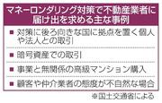 　マネーロンダリング対策で不動産業者に届け出を求める主な事例