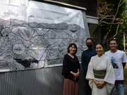 企画展のテーマに合わせて作品を持ち寄った４人の作家＝揖斐川町春日美束、春日森の文化博物館