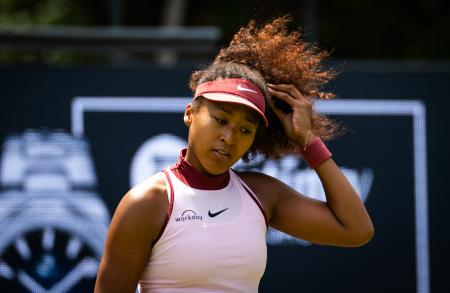 　ベルリン・オープン１回戦でリュドミラ・サムソノワに敗れた大坂なおみ＝１７日、ベルリン（ゲッティ＝共同）