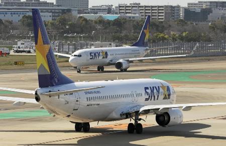 　スカイマークの航空機＝２０２４年、福岡空港