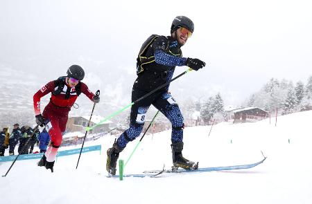 　ミラノ冬季五輪、山岳スキー男子スプリントの選手ら＝２月、イタリア・ボルミオ（ゲッティ＝共同）