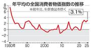 　年平均の全国消費者物価指数の推移