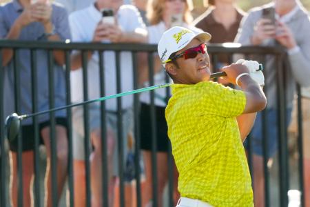 　最終ラウンド、プレーオフ１ホール目で敗れ２位となった松山英樹＝ＴＰＣスコッツデール（共同）