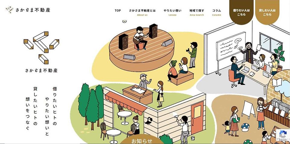 さかさま不動産のウェブサイト