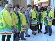 世界大会出席のために来日したブラジル岐阜県人会のメンバーら＝２９日午後、岐阜市薮田南、サラマンカホール