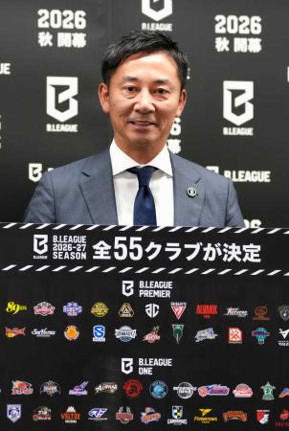 　記者会見したＢリーグの島田慎二チェアマン＝東京都文京区