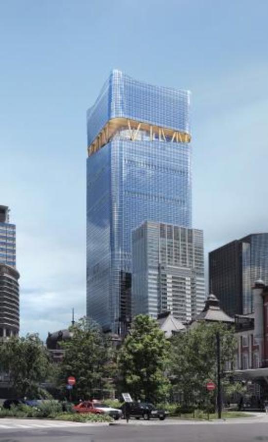 　日本一の高さとなる予定の高層ビル「トーチタワー」のイメージ（三菱地所設計提供）