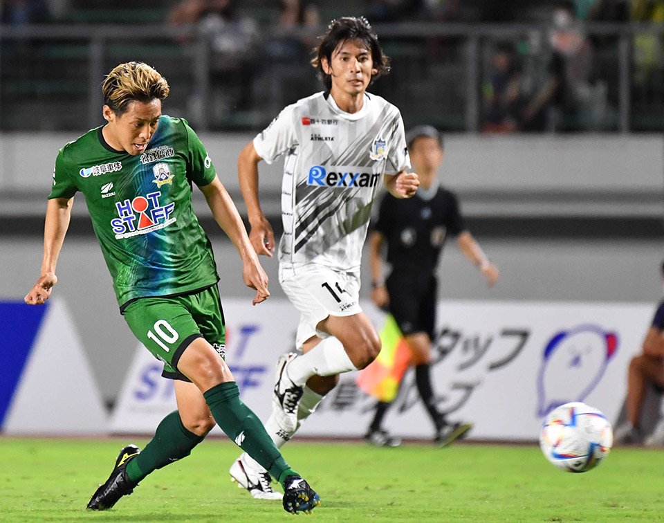 前節の讃岐戦でフル出場したＦＣ岐阜のＭＦ庄司＝長良川競技場
