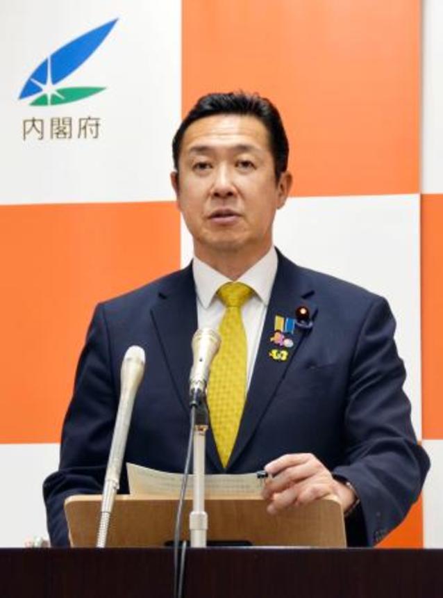 　記者会見する黄川田こども政策相＝２８日午前、東京都千代田区