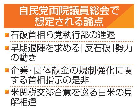 　自民党両院議員総会で想定される論点