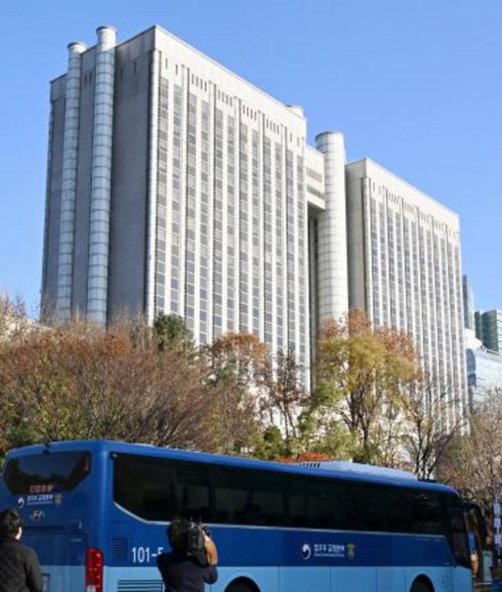 　旧統一教会総裁、韓鶴子被告の初公判が開かれたソウル中央地裁＝１日（共同）