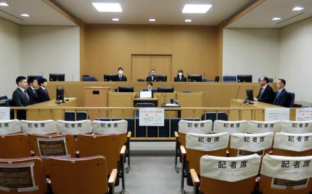 　安倍元首相が銃撃された事件の判決公判が開かれた奈良地裁の法廷＝２１日午前（代表撮影）