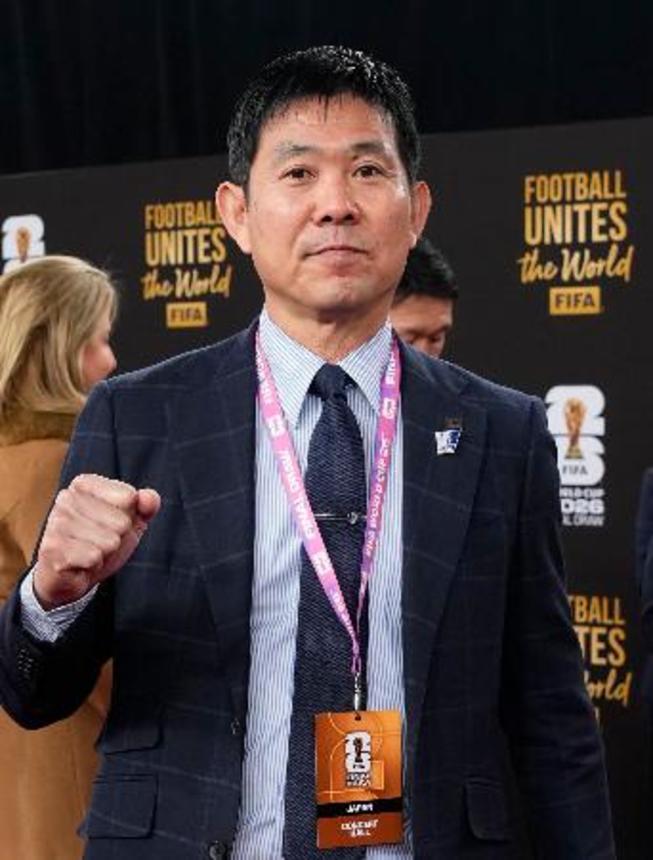 　サッカーＷ杯北中米３カ国大会の組み合わせ抽選会に臨む森保一監督＝５日、米ワシントン（共同）