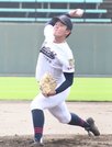 岐阜第一×岐阜＝先発した岐阜第一の古川＝長良川