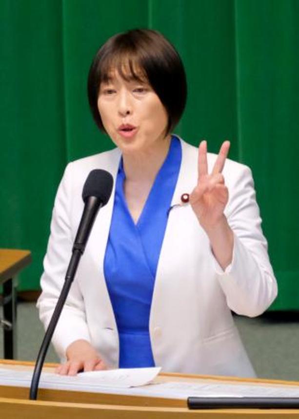 　共産党の第５回中央委員会総会で発言する田村委員長＝２５日午後、東京都渋谷区の党本部