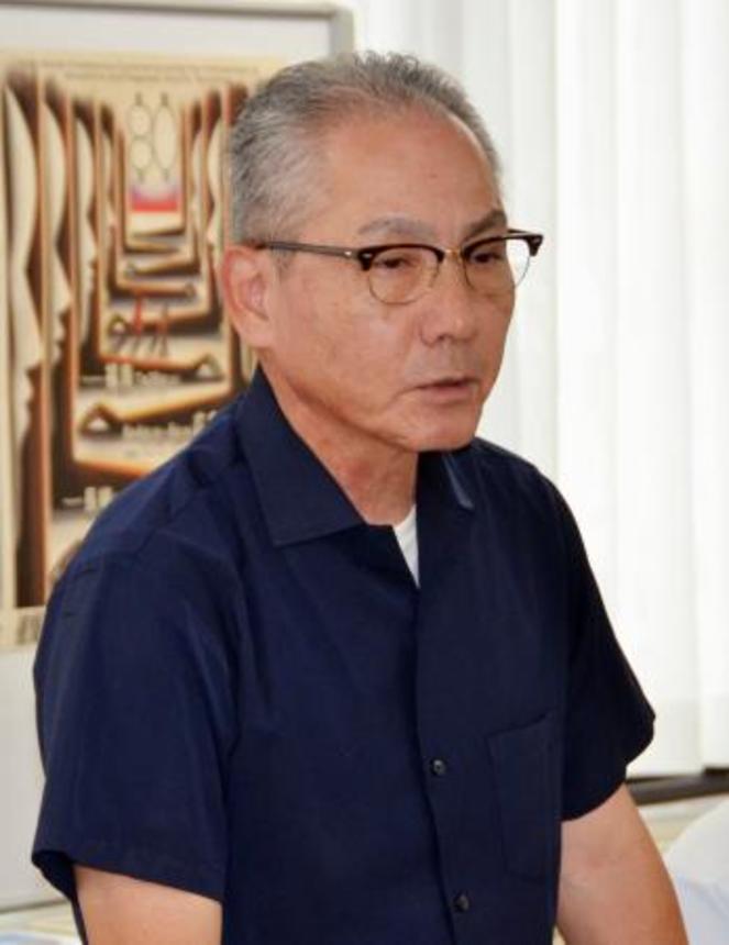 　記者会見する原水禁の染裕之共同議長＝２３日午後、東京都千代田区