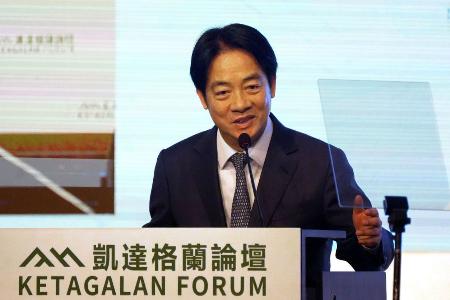 　安全保障フォーラムであいさつする台湾の頼清徳総統＝５日、台北（共同）