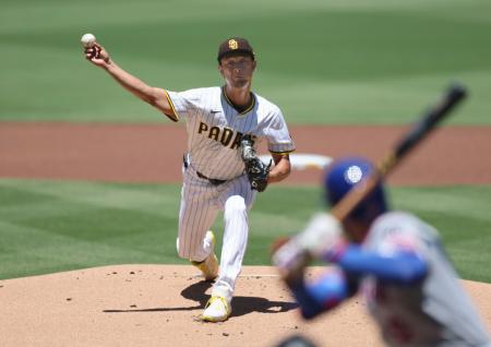 　米大リーグ、メッツ戦で今季初勝利を挙げたパドレスのダルビッシュ有。日本選手歴代最多となる日米通算２０４勝目を飾った＝３０日、サンディエゴ（共同）