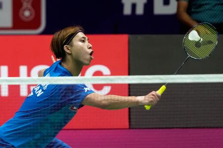 　男子シングルス決勝　アレックス・ラニエと対戦する奈良岡功大＝ニューデリー（ＡＰ＝共同）