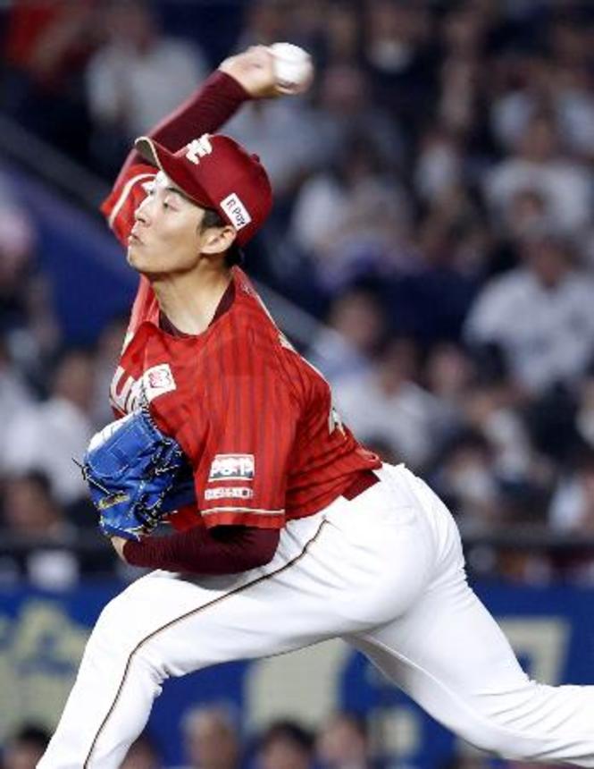 　７回に登板し、プロ初勝利を挙げた楽天・九谷＝ＺＯＺＯマリン