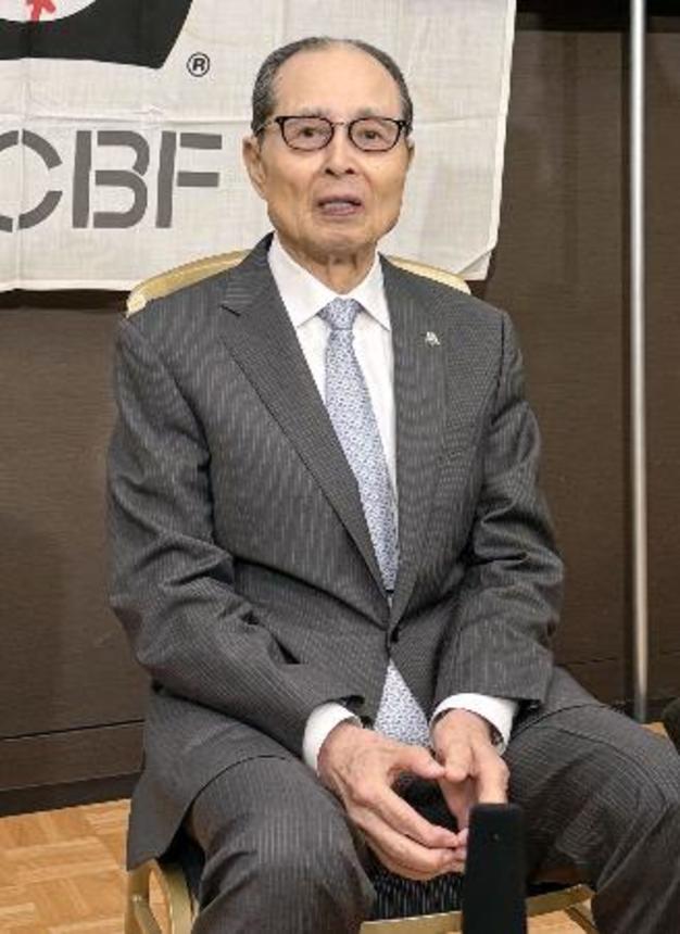 　大谷翔平について語るプロ野球ソフトバンクの王貞治球団会長＝１６日、東京都文京区